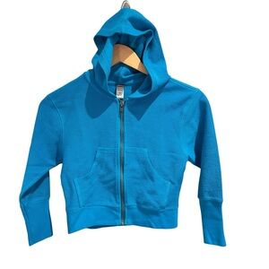 Tea Collection 100% Cotton Teal Zip Up Hoodie Pockets Texture Size 6 NWT